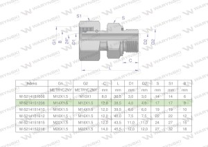 Przyłączka hydrauliczna metryczna AB (EVGE) M14x1.5 08L x M12x1.5 ED Waryński ( sprzedawane po 2 )