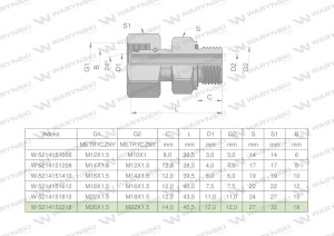 Przyłączka hydrauliczna metryczna AB (EVGE) M26x1.5 18L x M22x1.5 ED Waryński ( sprzedawane po 2 )