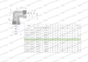 Kolanko hydrauliczne metryczne BB M22x1.5 15L (XW) Waryński ( sprzedawane po 5 )