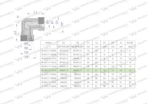 Kolanko hydrauliczne metryczne BB M26x1.5 18L (XW) Waryński