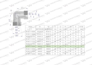 Kolanko hydrauliczne metryczne BB M30x2 22L (XW) Waryński