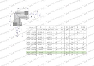 Kolanko hydrauliczne metryczne BB M45x2 35L (XW) Waryński