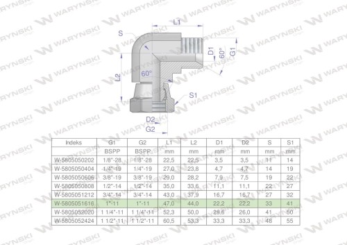 Kolanko hydrauliczne calowe AB 1" BSP Waryński-25873
