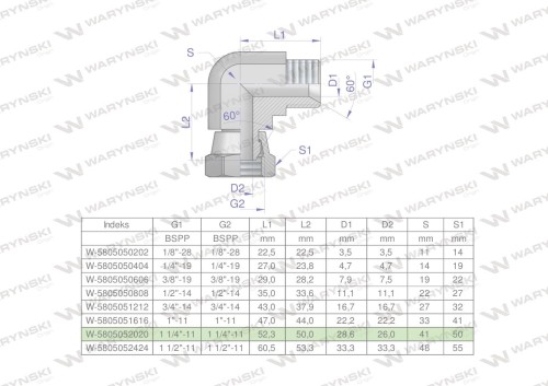 Kolanko hydrauliczne calowe AB 1 1/4" BSP Waryński-25879