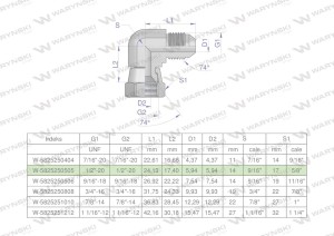Kolanko hydrauliczne calowe AB 1/2" UNF (JIC) Waryński