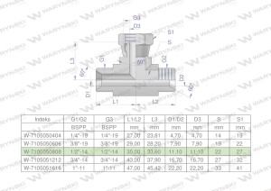 Trójnik hydrauliczny symetryczny calowy BAB 1/2" BSP (XEVT) Waryński