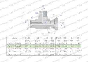 Trójnik hydrauliczny niesymetryczny calowy BBA 3/8" BSP (XEVL) Waryński