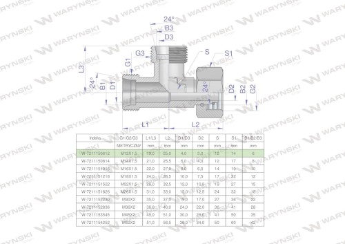 Trójnik hydrauliczny niesymetryczny metryczny BBA M12x1.5 06L (XEVL) Waryński ( sprzedawane po 2 )-25695