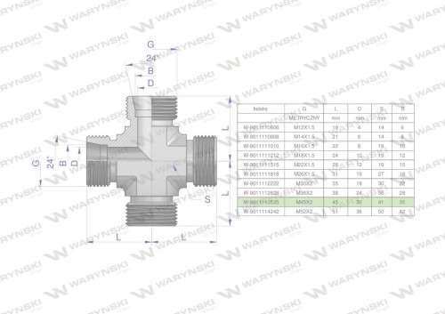 Czwórnik hydrauliczny metryczny BBBB M45x2 35L Waryński-25080