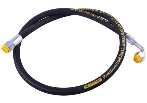 Przewód hydrauliczny gwint M22x1.5 prosta/90 stopni (kolanko) L-1500mm DN12-1SN (AK-13-1500; P11P12) 16.0MPa Waryński-12531