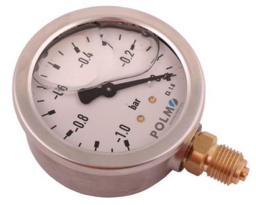 Wakuometr glicerynowy M63 (-1 do 0 bar) dolne przyłącze G1/4" POLMO-21697