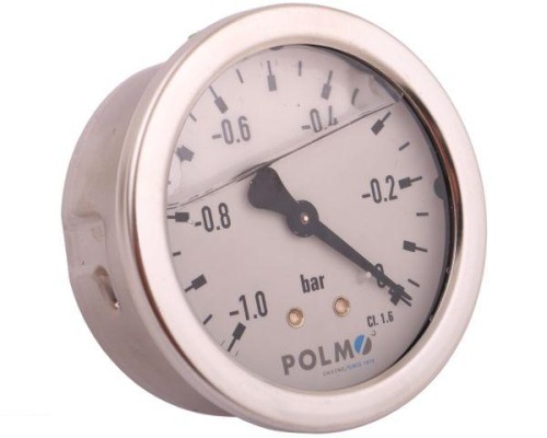Wakuometr glicerynowy M63 (-1 do 0 bar) tylne przyłącze G1/4" POLMO-21721