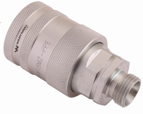 Szybkozłącze hydrauliczne gniazdo z eliminatorem ciśnienia M18x1.5 gwint zew. EURO PUSH-PULL (9100818G) (ISO 7241-A) Waryński-18271