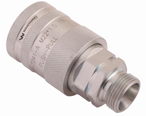 Szybkozłącze hydrauliczne gniazdo z eliminatorem ciśnienia M22x1.5 gwint zew. EURO PUSH-PULL (9100822G) (ISO 7241-A) Waryński-18303