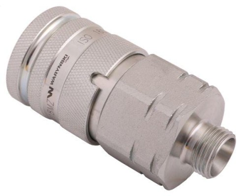 Szybkozłącze hydrauliczne suchoodcinające gniazdo M18x1.5 12L gwint zewnętrzny ISO16028 Waryński-18254