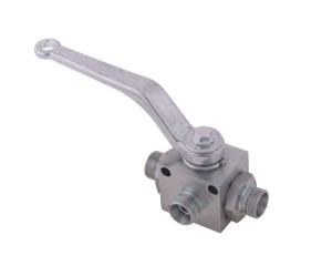 Zawór kulowy hydrauliczny 3-drogowy 3/2 M18x1.5 12L z otworami mocującymi 500 bar Waryński