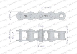 Łańcuch rolkowy 16BX-74Ps napęd główny zastosowanie Prasa Zwijka Sipma 5270077000 5279000103 Waryński
