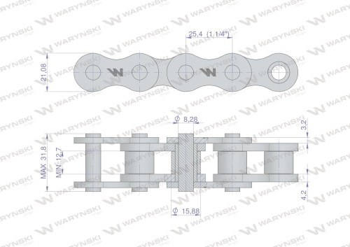 Łańcuch rolkowy 16BX-74Ps napęd główny zastosowanie Prasa Zwijka Sipma 5270077000 5279000103 Waryński-13733