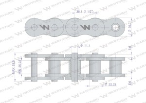 Łańcuch rolkowy wzmocniony przemysłowy 24AH-1 ANSI A 120H (R1 1.1/2) 5m Waryński