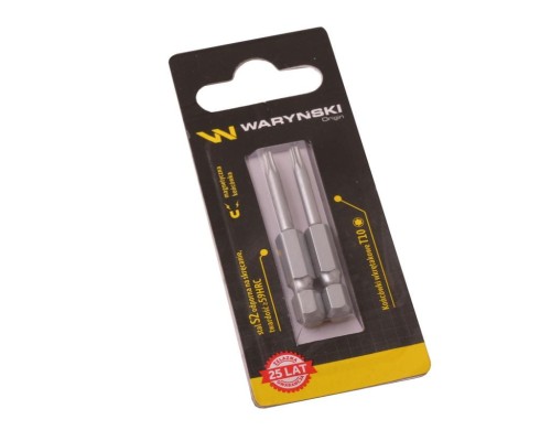 Końcówki wkrętakowe bity T10 50mm Waryński komplet w blistrze dwusztukowym-21924