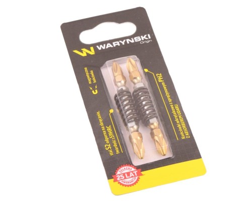 Końcówki wkrętakowe z absorberem sprężynowym PH2 65mm Waryński komplet w blistrze dwusztukowym-22059