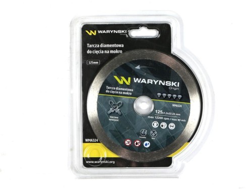 Tarcza diamentowa do cięcia na mokro pełna 125 x 22.23 mm Waryński-35453