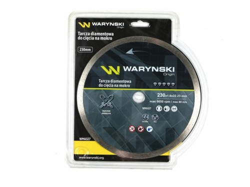 Tarcza diamentowa do cięcia na mokro pełna 230 x 22.23 mm Waryński-35456