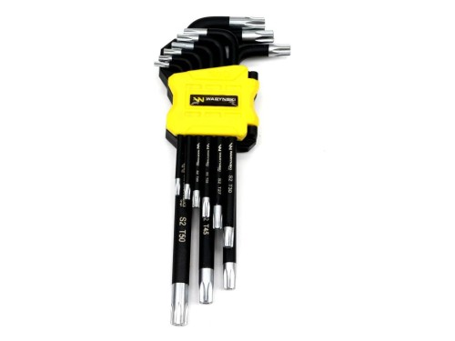 Zestaw kluczy przedłużonych TORX  T10-T50 ze stali S2 9el w uchwycie Waryński-28508