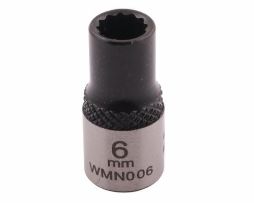 Nasadka dwunastokątna 1/4". 6 mm. CrV50BV30. DIN 3124. Waryński-19009