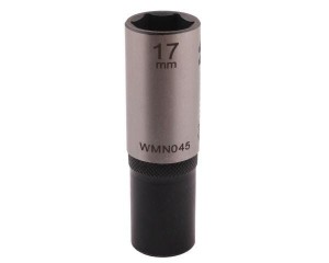 Nasadka sześciokątna 1/2". 17 mm. długa. CrV50BV30. DIN 3124. Waryński