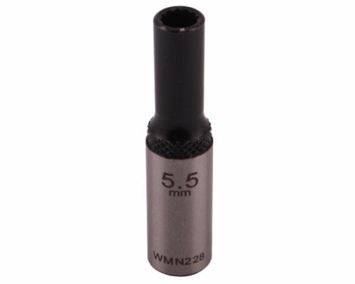 Nasadka dwunastokątna 1/4". 5.5 mm. długa. CrV50BV30. DIN 3124. Waryński-19057