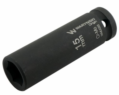 Nasadka udarowa sześciokątna długa 1/2". 15 mm. CrMo. DIN 3129. Waryński-19173