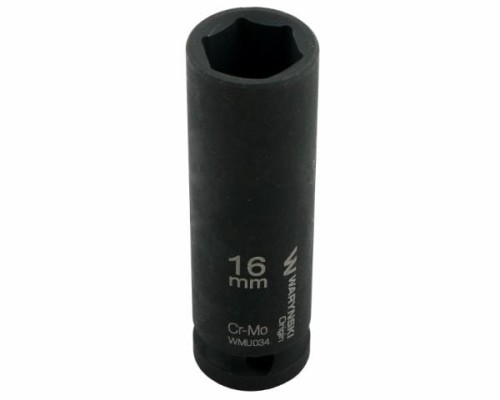 Nasadka udarowa sześciokątna długa 1/2". 16 mm. CrMo. DIN 3129. Waryński-19177