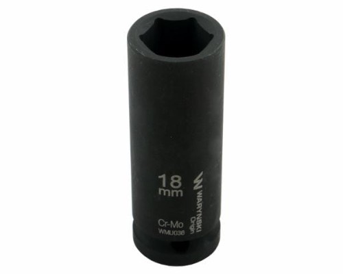 Nasadka udarowa sześciokątna długa 1/2". 18 mm. CrMo. DIN 3129. Waryński-19185