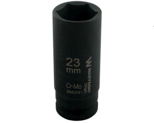 Nasadka udarowa sześciokątna długa 1/2". 23 mm. CrMo. DIN 3129. Waryński-19205
