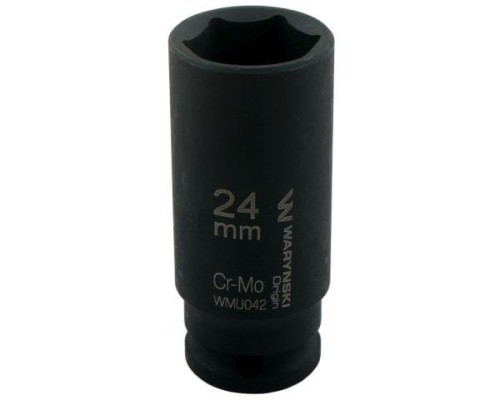 Nasadka udarowa sześciokątna długa 1/2". 24 mm. CrMo. DIN 3129. Waryński-19209