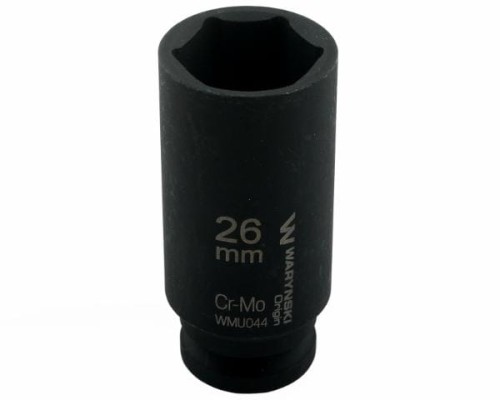 Nasadka udarowa sześciokątna długa 1/2". 26 mm. CrMo. DIN 3129. Waryński-19216