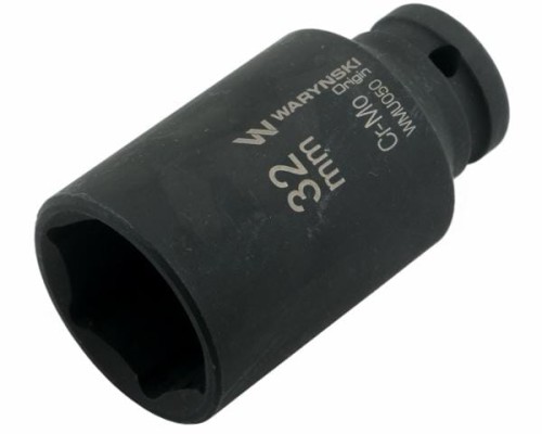 Nasadka udarowa sześciokątna długa 1/2". 32 mm. CrMo. DIN 3129. Waryński-19235