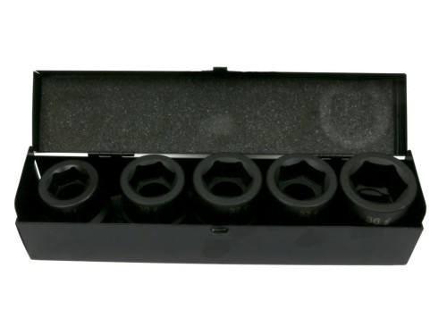 Zestaw nasadek udarowych  1"  5 cz. 27. 30. 32. 33. 36 mm ze stali CrMo DIN 3129 Waryński-23774