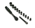 Zestaw 12 el. nasadki 1/4  przedłużka 7.5 cm grzechotka 4 5.5  6 7 8 9 10 12 13 14 Waryński-27954