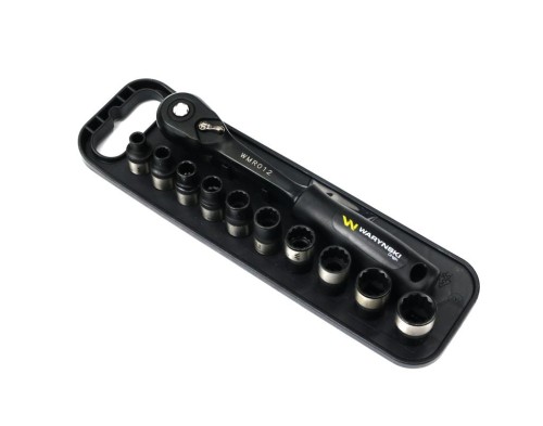 Zestaw 12 el. nasadki 3/8  przedłużka 7.5 cm grzechotka  6 7 8 9 10 11 12 13 14 15 Waryński-36086