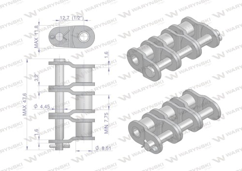 Półogniwo łańcucha P08B-3 (R3 1/2) Waryński ( sprzedawane po 5 )-22622
