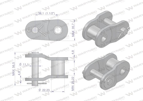Półogniwo łańcucha wzmocnione P24A-1 ANSI A 120 (R1 1.1/2) Waryński ( sprzedawane po 2 )-22572