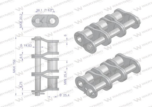 Półogniwo łańcucha P24B-3 (R3 1.1/2) Waryński-22566