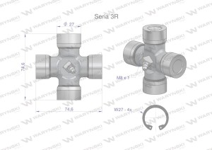 Krzyżak wału 27x74.6 Seria 3R Waryński W219401