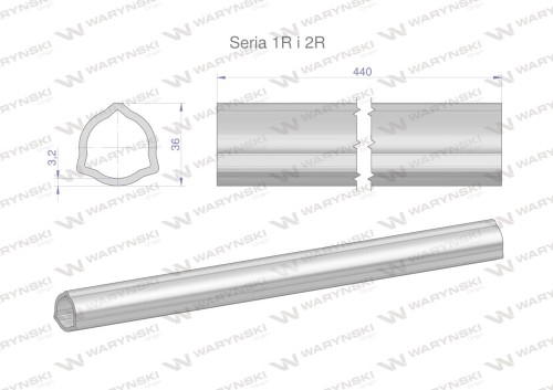 Rura wewnętrzna Seria 2R, rura zewnętrzna Seria 1R do wału 560 przegubowo-teleskopowego 36x3.2 mm 440 mm WARYŃSKI-28105