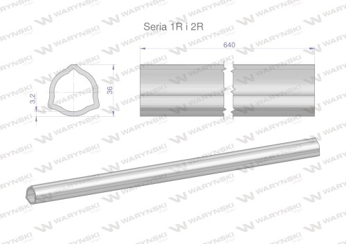 Rura wewnętrzna Seria 2R, rura zewnętrzna Seria 1R do wału 760 przegubowo-teleskopowego 36x3.2 mm 640 mm WARYŃSKI-28107
