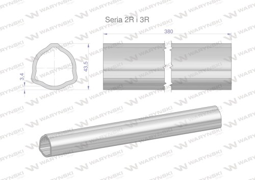 Rura zewnętrzna Seria 2R i 3R do wału 510 przegubowo-teleskopowego 43.5x3.4 mm 385 mm WARYŃSKI-28114