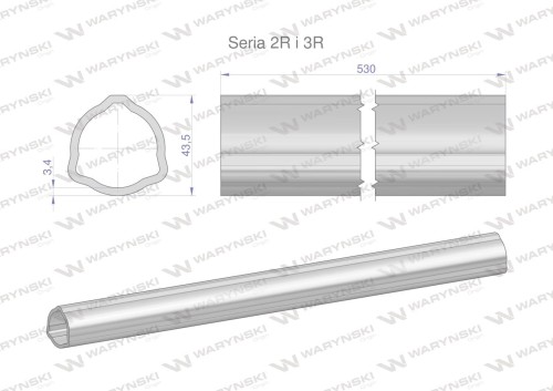 Rura zewnętrzna Seria 2R i 3R do wału 660 przegubowo-teleskopowego 43.5x3.4 mm 535 mm WARYŃSKI-28116