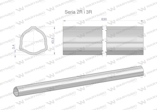 Rura zewnętrzna Seria 2R i 3R do wału 760 przegubowo-teleskopowego 43.5x3.4 mm 635 mm WARYŃSKI-28117